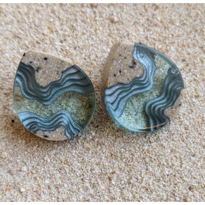 Ridge Stud Earrings Aqua