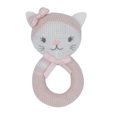 Daisy the Cat Knitted Rattle