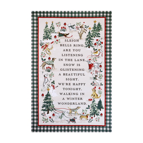 Winter Walkies Tea Towel