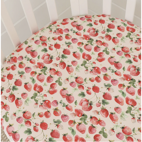 Strawberry Organic Fitted Cot Sheet