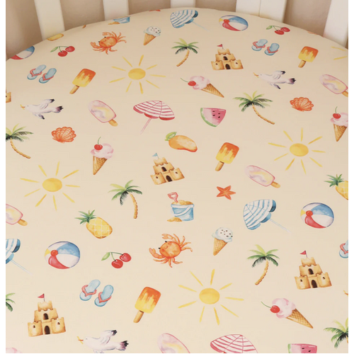 Beach Fun Organic Fitted Cot Sheet
