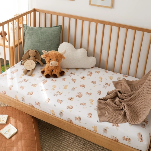 Highland Cow Organic Fitted Cot Sheet