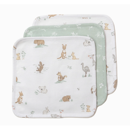 3pk Organic Wash Cloths- Australiana