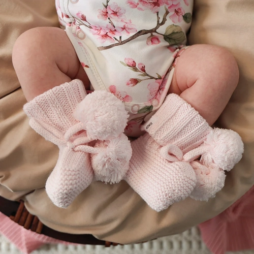 Blush Pink Organic Cotton Knit Booties