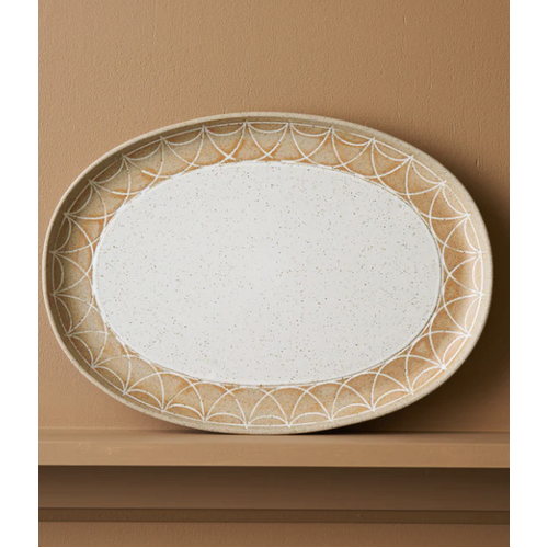 Oval Platter with Etching