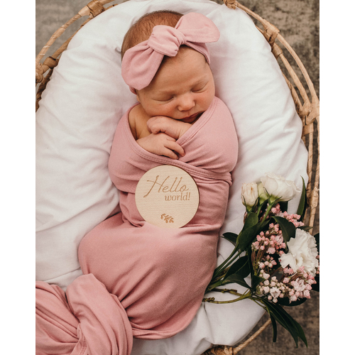 Jewel Pink Jersey Wrap & Top knot Set