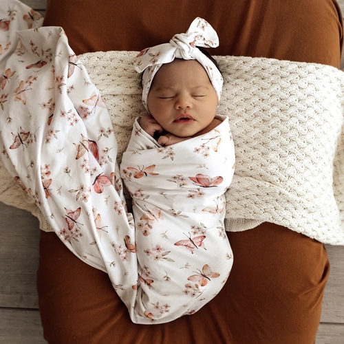 Butterfly Jersey Wrap & Top knot Set