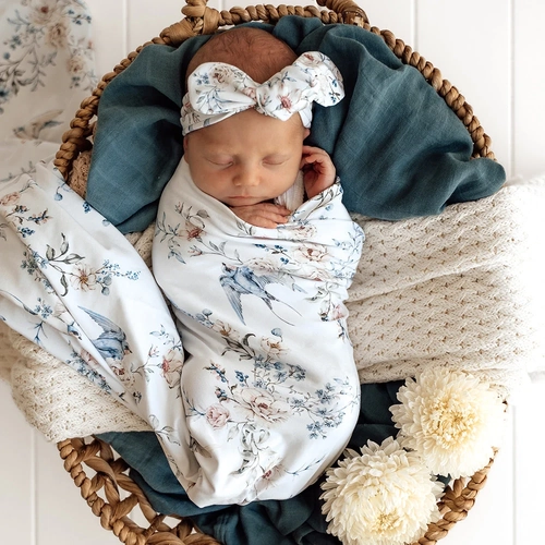 Sweet Swallows Jersey Wrap & Top knot Set