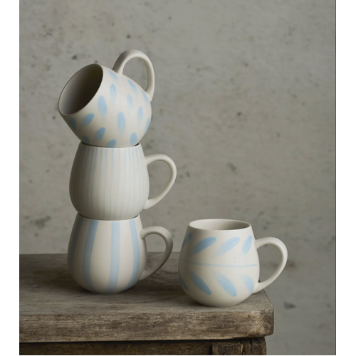 Forget Me Not Brush Hug Mugs - Set/4