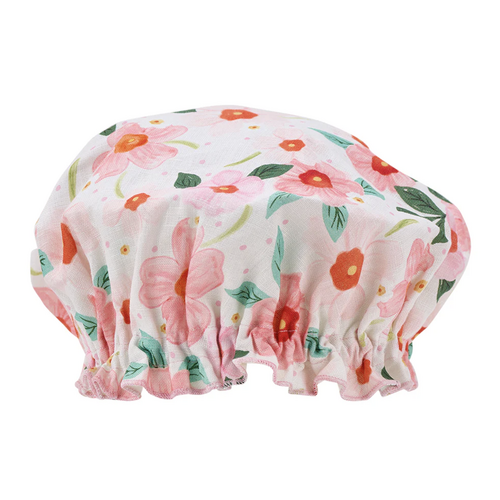 Linen Shower Cap Meadow Blush