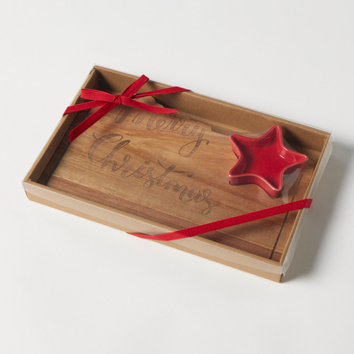 Christmas Serving Board w Condiment Bowl