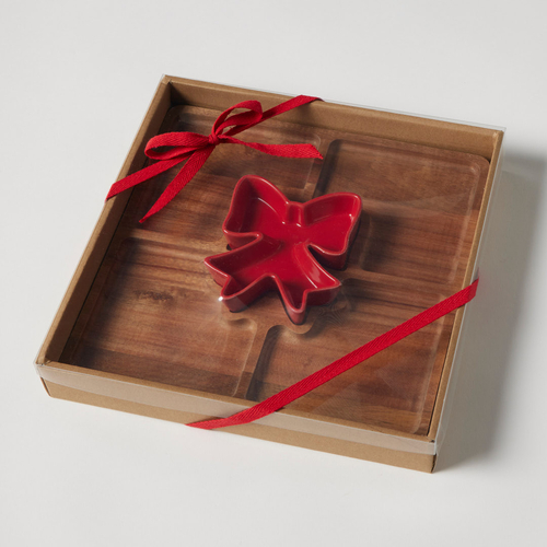 Bow Serving Board w Condiment Bowl