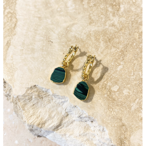 Airin Stone 18K Gold Plated Earrings in Green