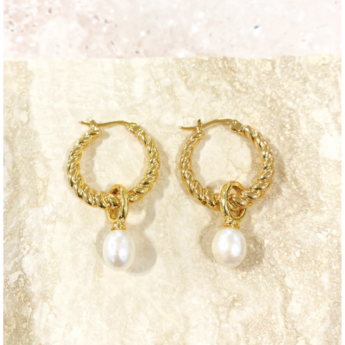 Twist Pearl Drop 18K Gold Plated Earrings
