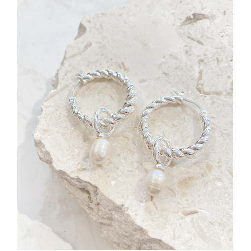 Twist Pearl Drop Sterling Silver Plated Earrings