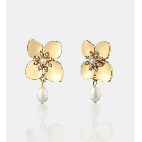Floral Pearl 18K Gold Plated Earrings