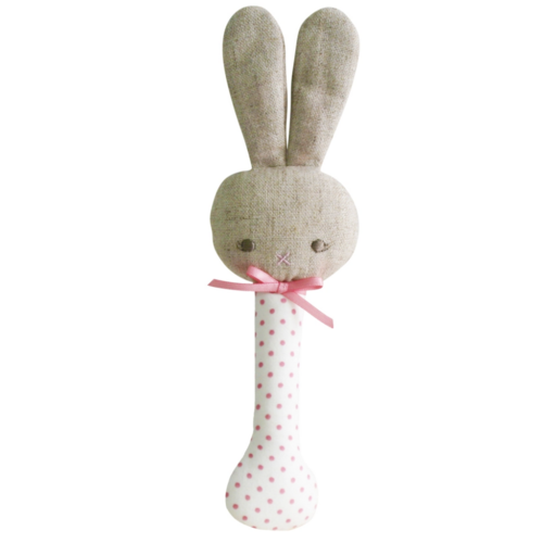 Baby Bunny Stick Rattle Spot Pink