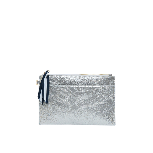 New York Coin Purse-Silver Crinkle