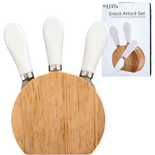 3pc Cheese Knifes in Wooden Block