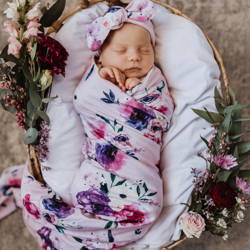 Floral Kiss Jersey Wrap & Top knot Set