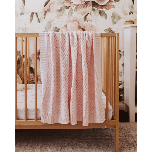 Blush Diamond Knit Organic Baby Blanket
