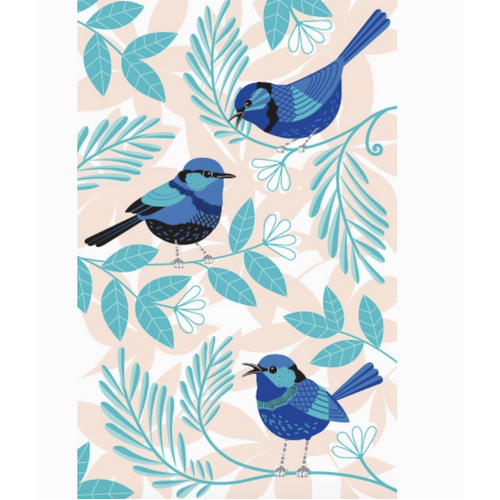 Blue Wren Tea Towel