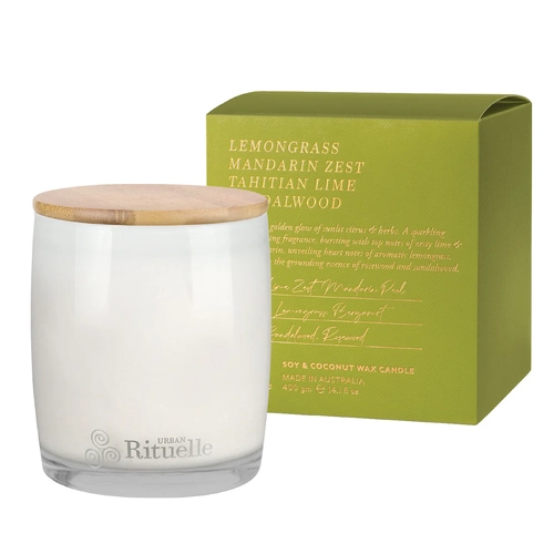 Lemongrass Mandarin Zest Tahitian Lime Sandalwood Scented Soy Candle