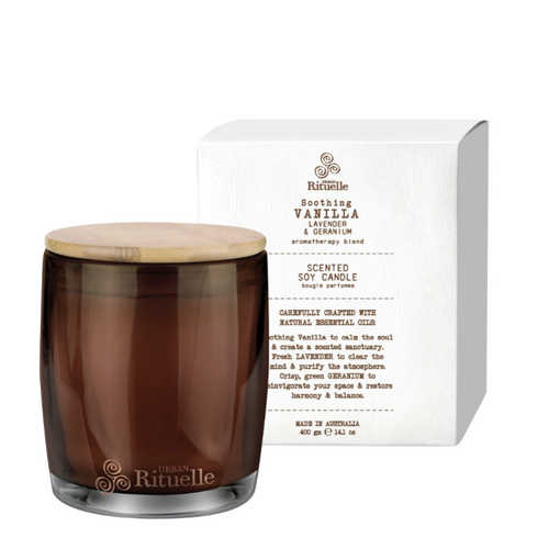 Vanilla, Lavender & Geranium Scented Soy Candle