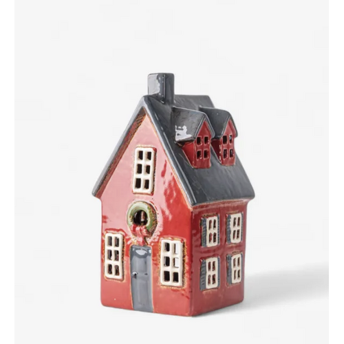 Alsace Tealight  cottage Red with Wreath