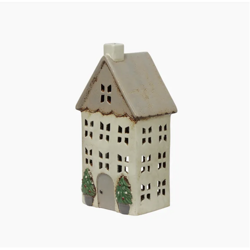 Christmas Tealight House Stone w Pots